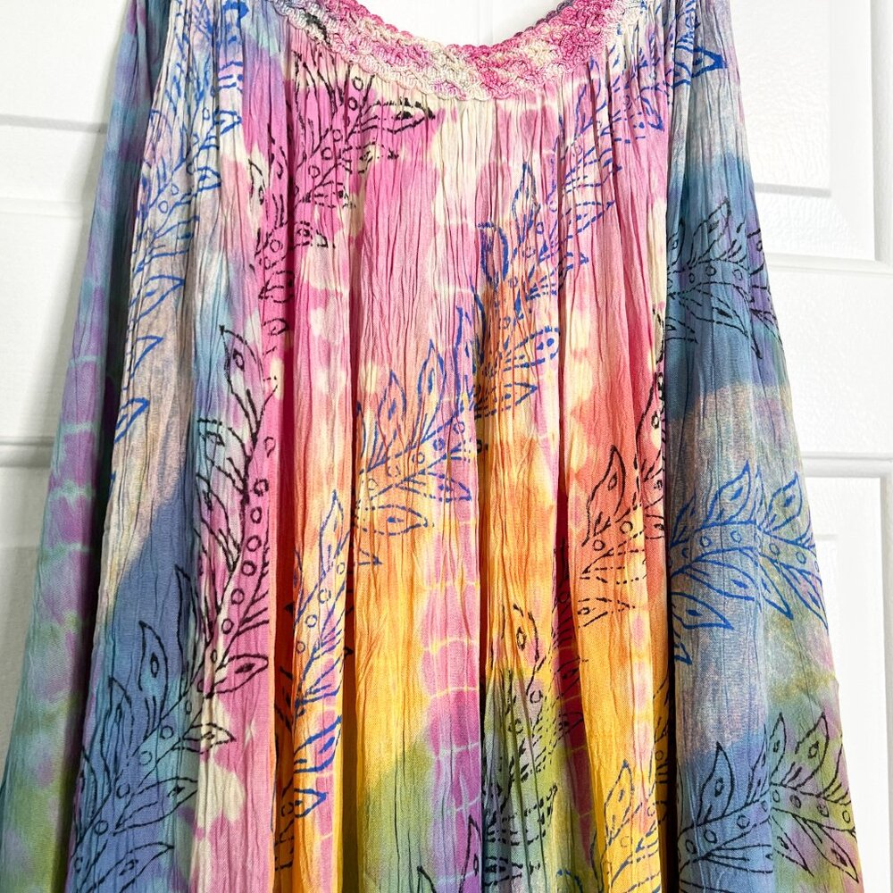 Sakkas Amalia Picot Trim Scoop Neck Tank with Sequins and Embroidery - Fuchsia - Picture 5 of 8